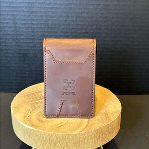 INCIPAL Minimalist Slim EDC Metal and Leather Card Holder Wallet